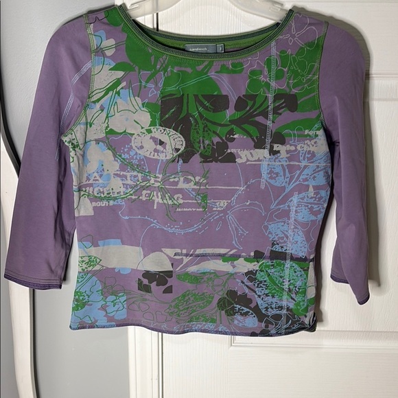Sandwich Tops - Vibrant Purple and Green Women's Blouse